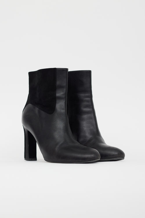 Hermès Black Leather 
Suede Ankle Boot