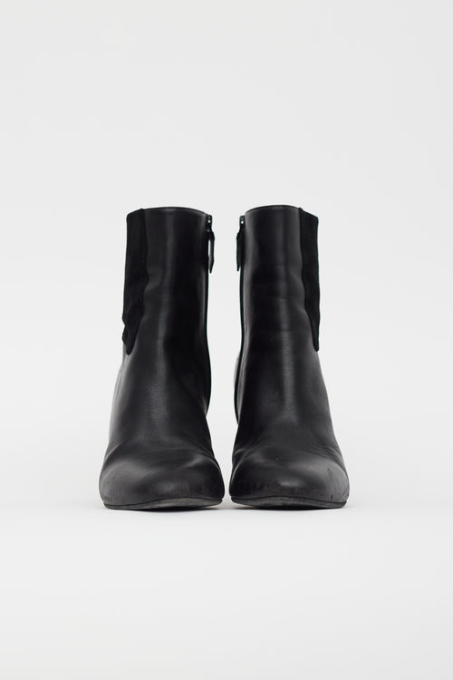 Hermès Black Leather 
Suede Ankle Boot