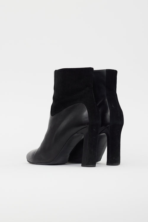 Hermès Black Leather 
Suede Ankle Boot