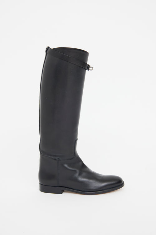 Hermès Black Leather Kelly Jumping Boots