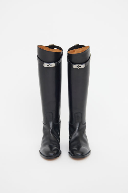 Hermès Black Leather Kelly Jumping Boots