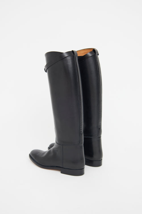 Hermès Black Leather Kelly Jumping Boots