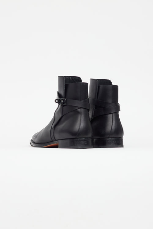 Hermès Black Leather Fortune Ankle Boot