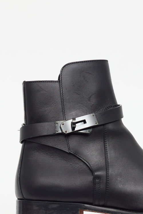 Hermès Black Leather Fortune Ankle Boot