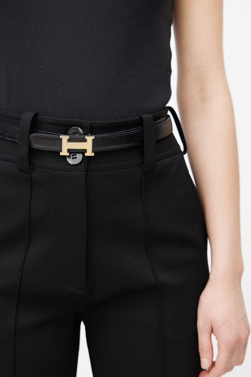 Hermès Black 
Gold H Buckle Belt