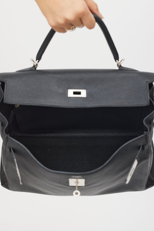 Hermès 2009 Noir Clémence Leather Kelly Retourne 35 Bag