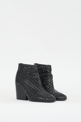 Hermès Black Leather Laser Cut Milady Bootie