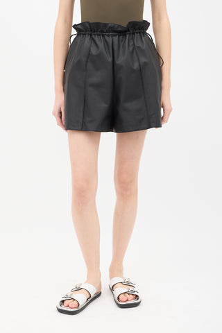 Hermès Black Leather Paper Bag Shorts