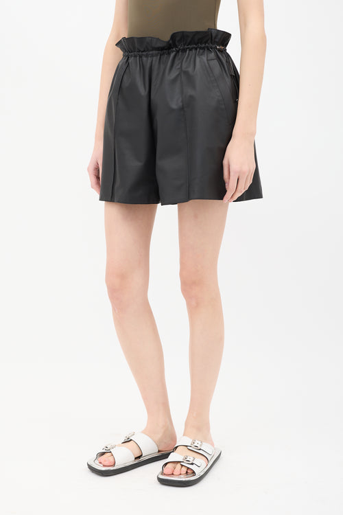 Hermès Black Leather Paper Bag Shorts