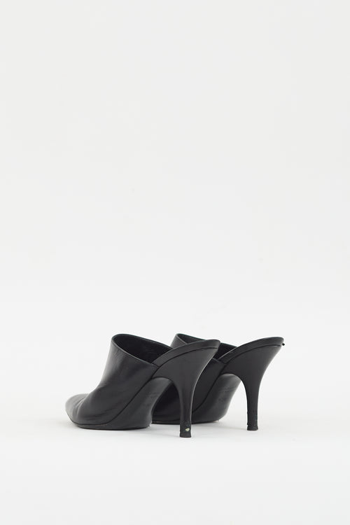 Hermès Black Leather Pointed Toe Mule