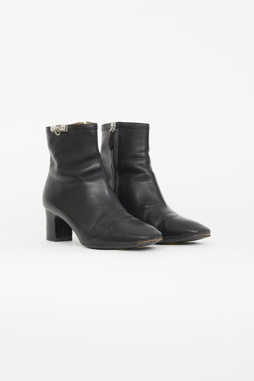 Hermès Black Leather Power Ankle Boot