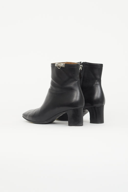 Hermès Black Leather Power Ankle Boot