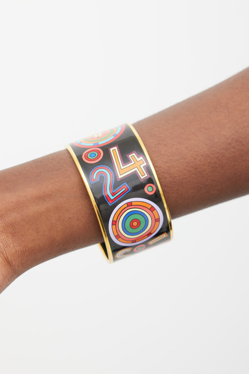 Hermès Black 
Multicolour Enamel Tohu Bohu Print Bangle