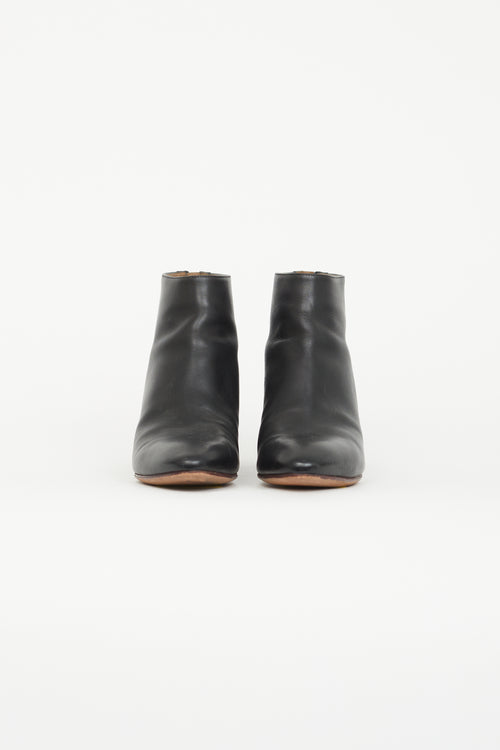 Hermès Black 
Red Leather Riley Ankle Boot