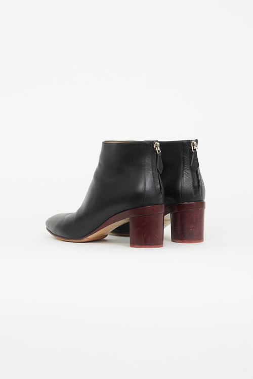 Hermès Black 
Red Leather Riley Ankle Boot