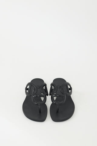 Hermès Black Rubber Egerie Sandal