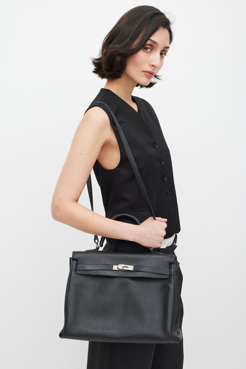 Hermès 2009 Noir Clémence Leather Kelly Retourne 35 Bag