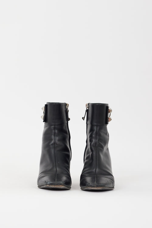 Hermès Black 
Silver Leather Studded Decouverte 50 Boot