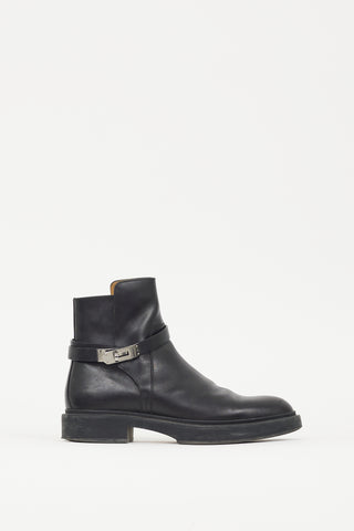 Hermès Black 
Silver Leather Veo Boot