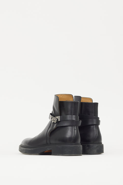 Hermès Black 
Silver Leather Veo Boot