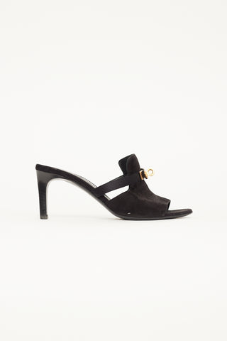 Hermès Black Suede Candy Mule