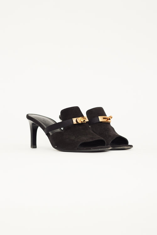 Hermès Black Suede Candy Mule