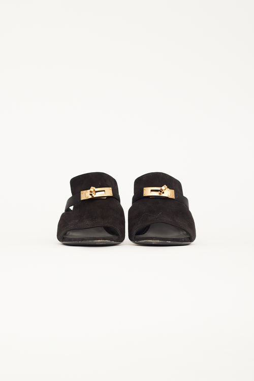 Hermès Black Suede Candy Mule