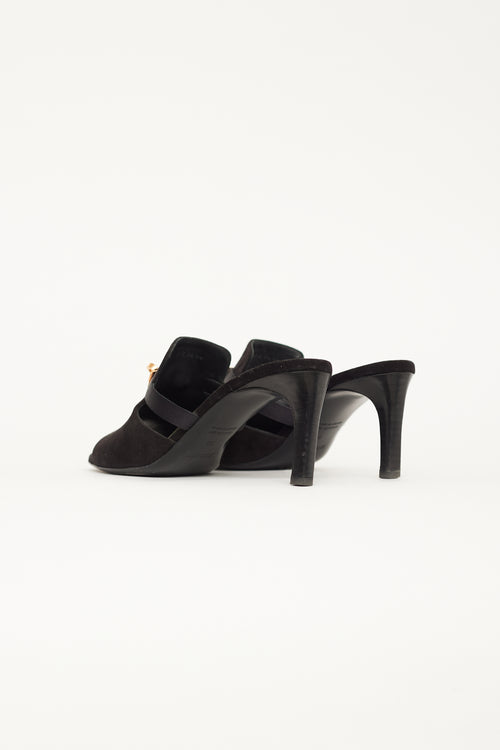 Hermès Black Suede Candy Mule