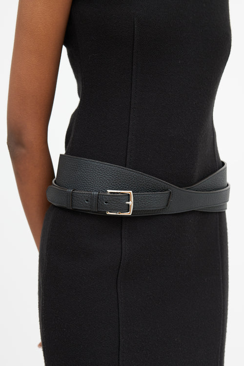 Hermès Black Togo Leather Wide Wrap Belt