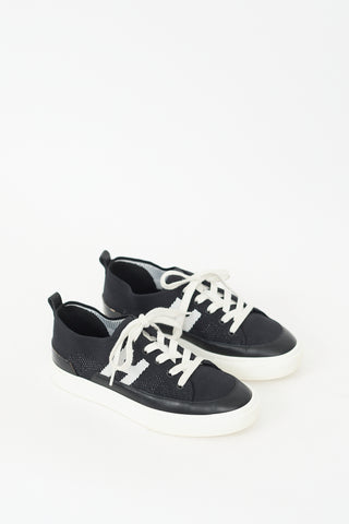 Hermès Black 
White Knit Deep Sneaker