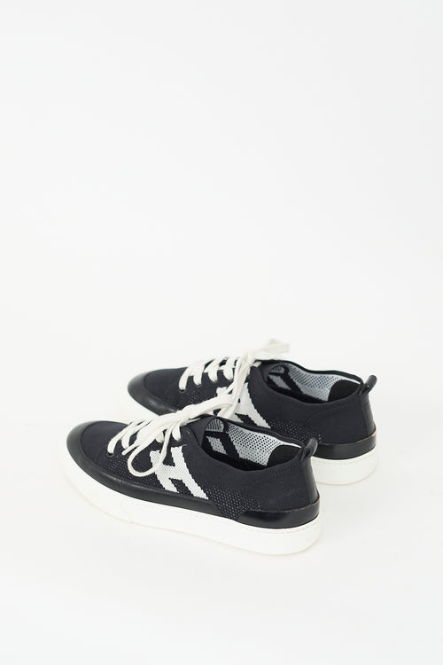 Hermès Black 
White Knit Deep Sneaker