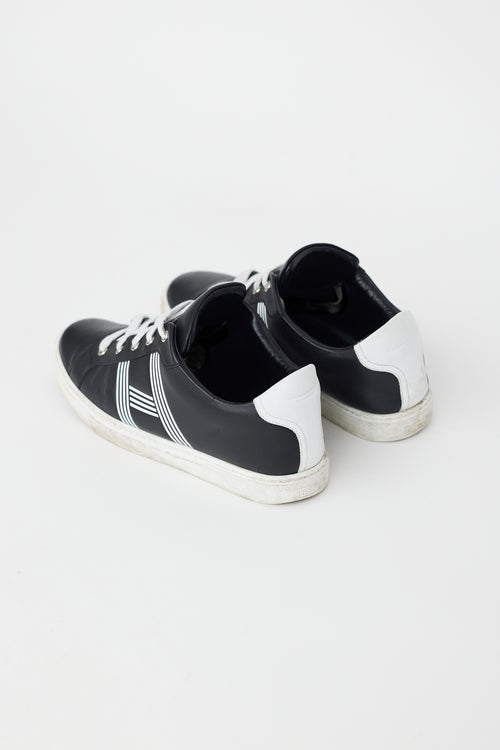 Hermès Black 
White Leather Avantage Sneaker