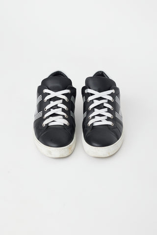 Hermès Black 
White Leather Avantage Sneaker