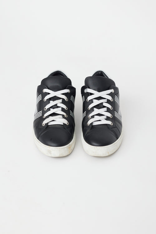 Hermès Black 
White Leather Avantage Sneaker