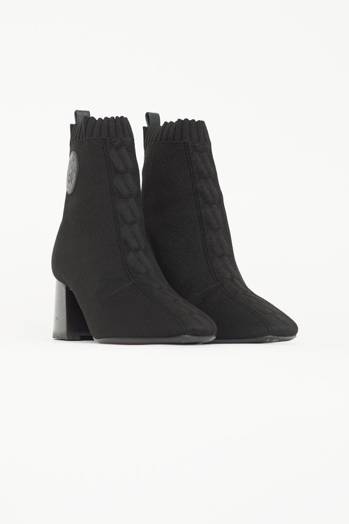 Hermès Black Knit Volver 60 Ankle Boot