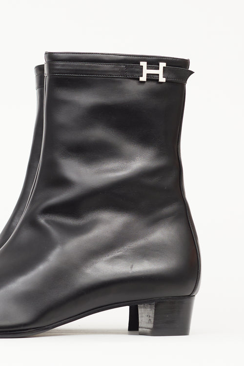 Hermès Black Leather Hommage Ankle Boot