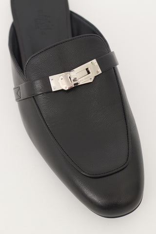 Hermès Black Leather Oz Buckle Mule