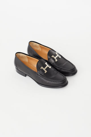 Hermès Black Leather Paris Loafer