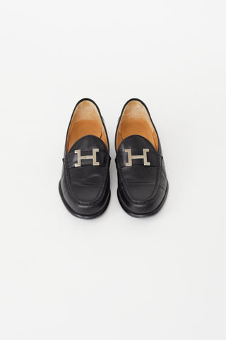 Hermès Black Leather Paris Loafer