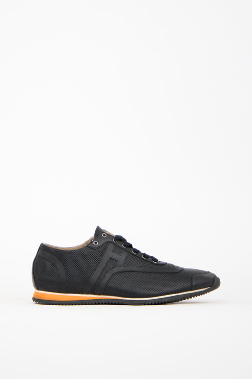 Hermès Black Leather Perforated Sneaker