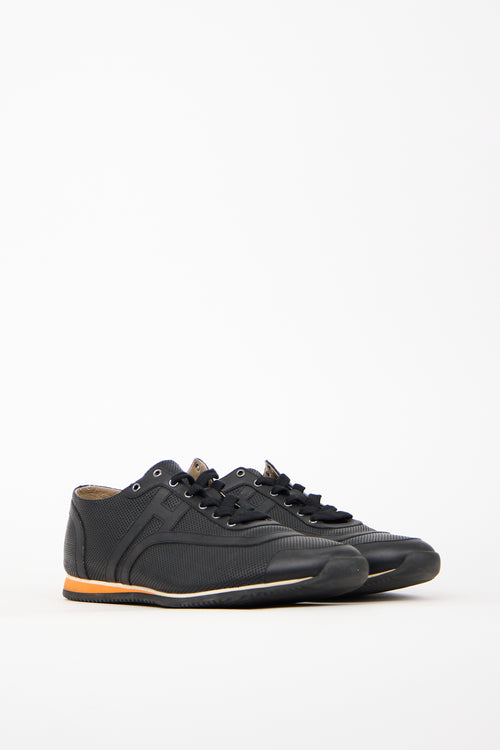 Hermès Black Leather Perforated Sneaker