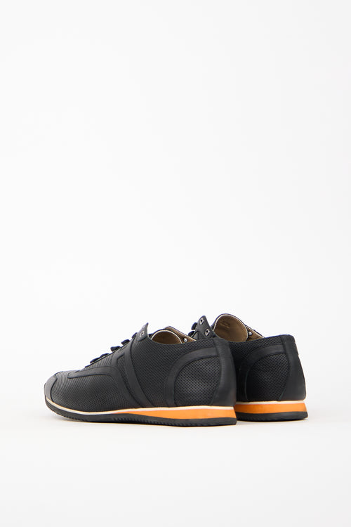 Hermès Black Leather Perforated Sneaker