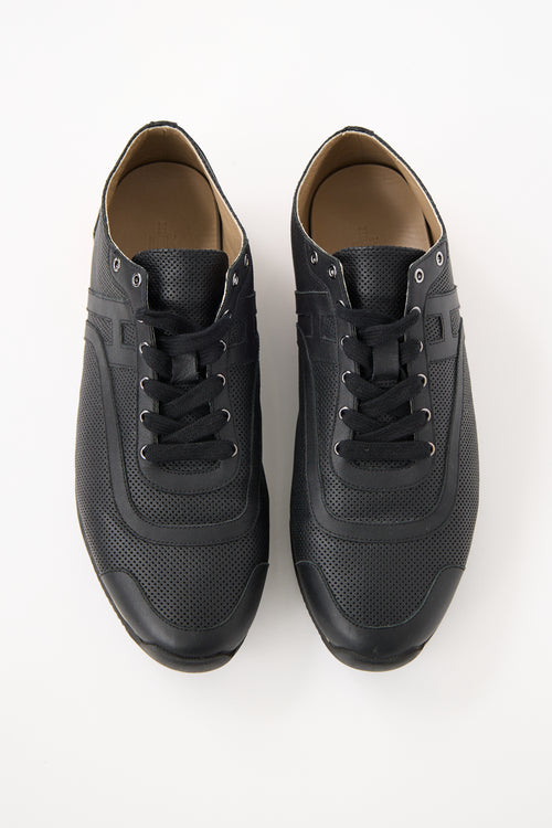 Hermès Black Leather Perforated Sneaker