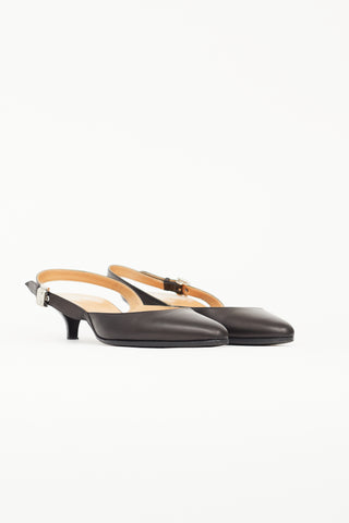 Hermès Black Leather Slingback Heel