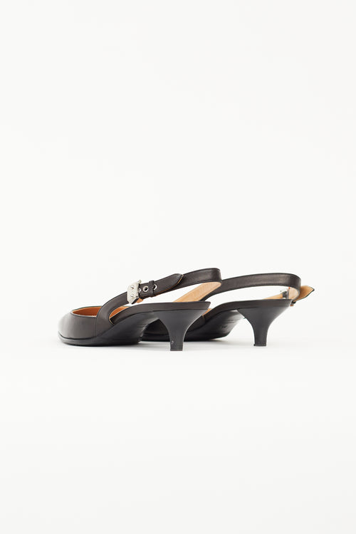 Hermès Black Leather Slingback Heel