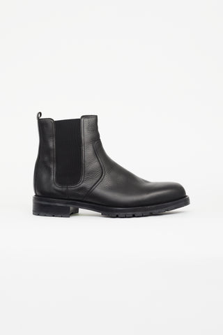 Hermès Black Leather Shearling Chelsea Boot