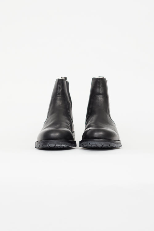 Hermès Black Leather Shearling Chelsea Boot