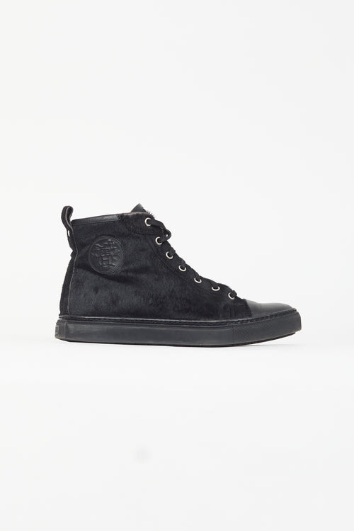 Hermès Black Textured High Top Sneaker