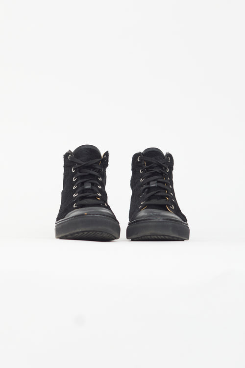 Hermès Black Textured High Top Sneaker