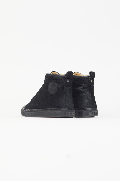 Hermès Black Textured High Top Sneaker